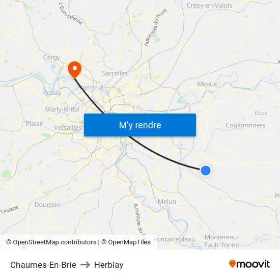 Chaumes-En-Brie to Herblay map