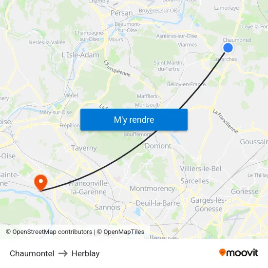 Chaumontel to Herblay map
