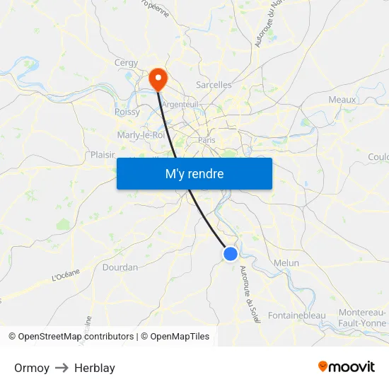 Ormoy to Herblay map