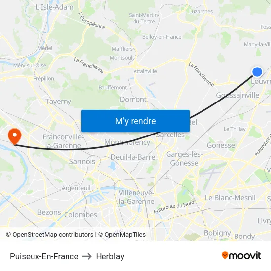 Puiseux-En-France to Herblay map