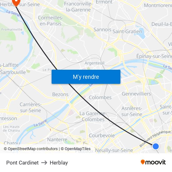 Pont Cardinet to Herblay map
