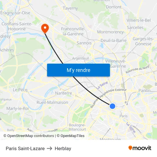 Paris Saint-Lazare to Herblay map