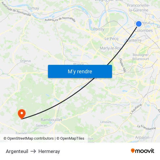 Argenteuil to Hermeray map