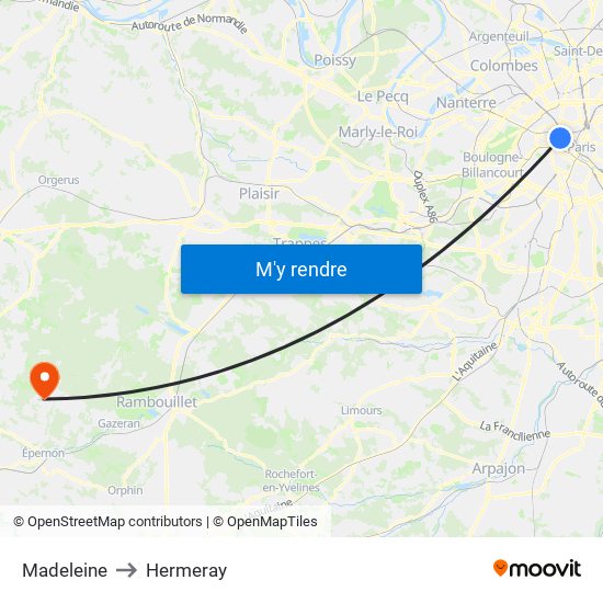 Madeleine to Hermeray map