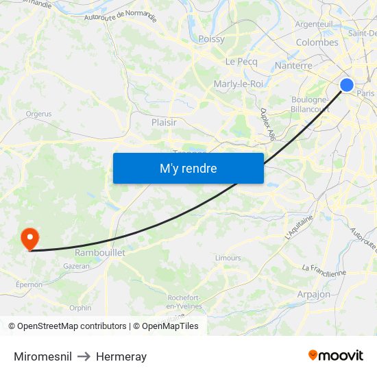 Miromesnil to Hermeray map