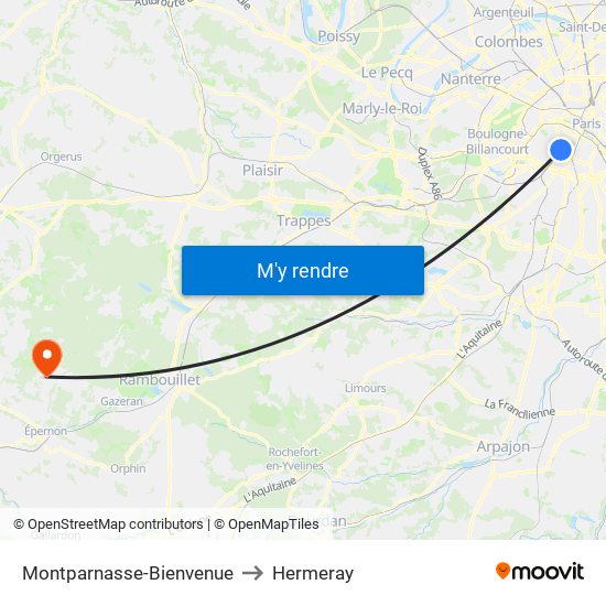 Montparnasse-Bienvenue to Hermeray map
