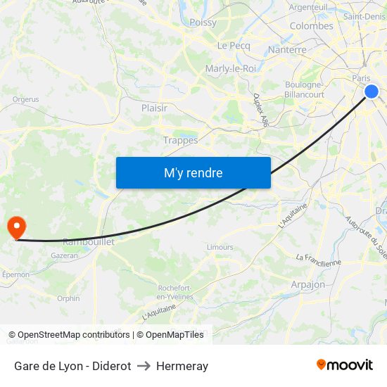 Gare de Lyon - Diderot to Hermeray map