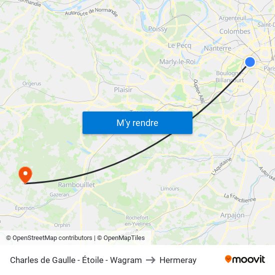 Charles de Gaulle - Étoile - Wagram to Hermeray map