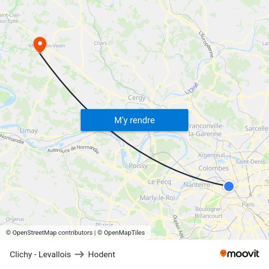 Clichy - Levallois to Hodent map