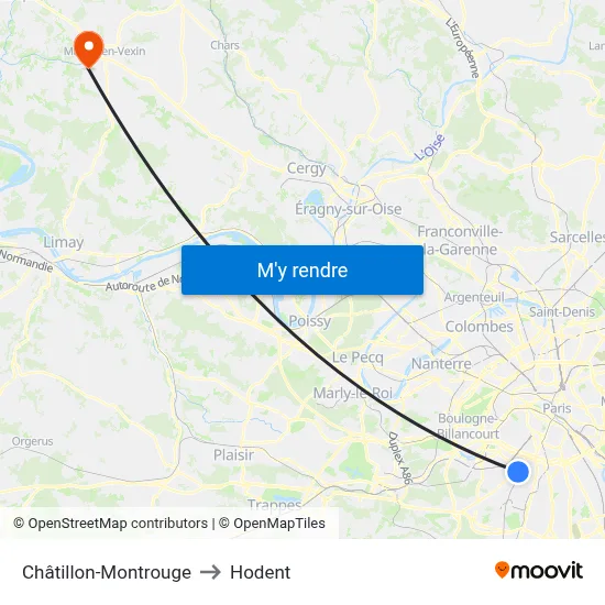 Châtillon-Montrouge to Hodent map
