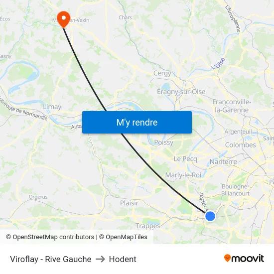 Viroflay - Rive Gauche to Hodent map