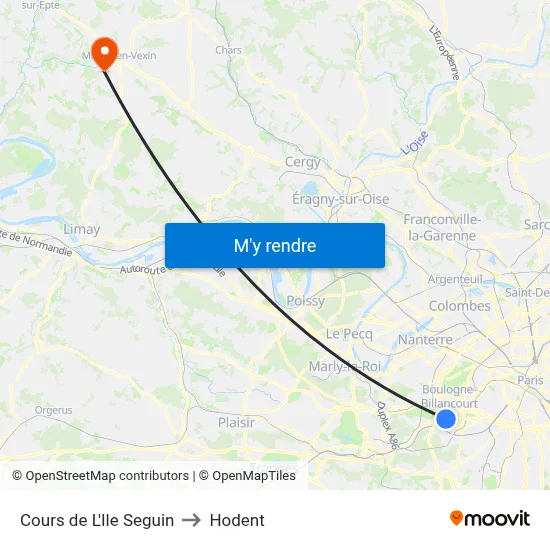Cours de L'Ile Seguin to Hodent map