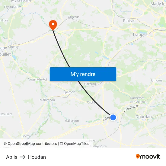 Ablis to Houdan map