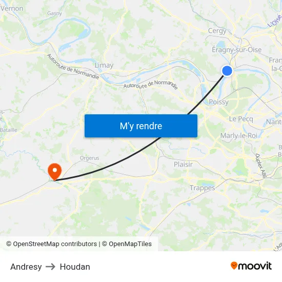Andresy to Houdan map