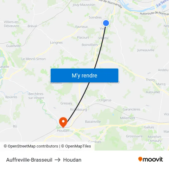 Auffreville-Brasseuil to Houdan map