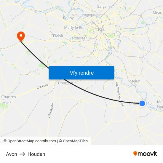 Avon to Houdan map