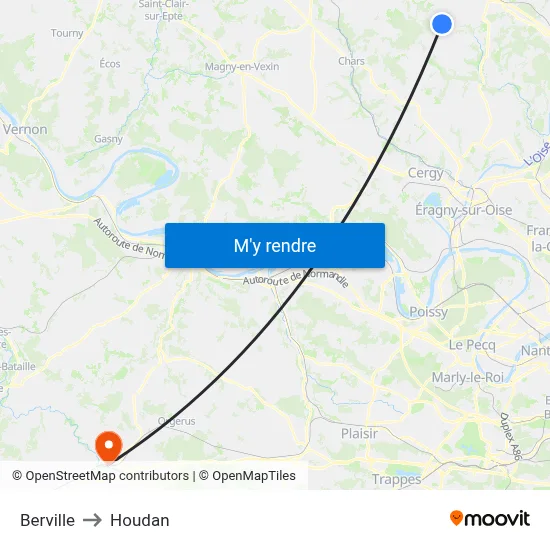Berville to Houdan map