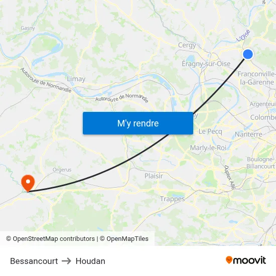 Bessancourt to Houdan map