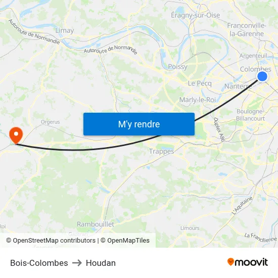 Bois-Colombes to Houdan map