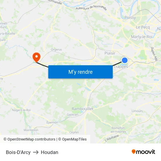 Bois-D'Arcy to Houdan map