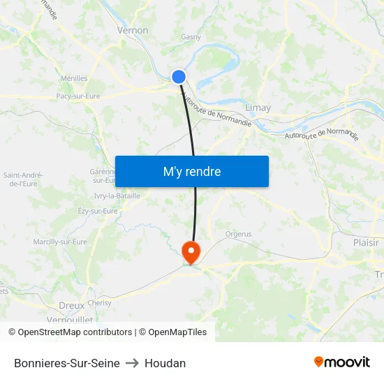 Bonnieres-Sur-Seine to Houdan map