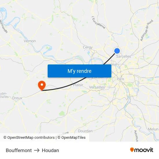 Bouffemont to Houdan map