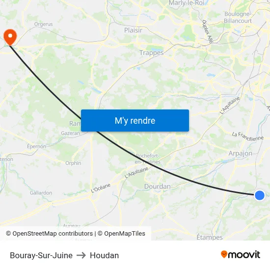 Bouray-Sur-Juine to Houdan map