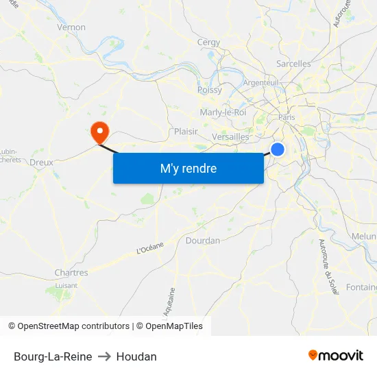 Bourg-La-Reine to Houdan map