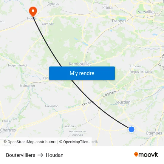 Boutervilliers to Houdan map