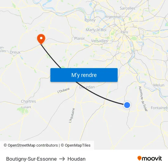 Boutigny-Sur-Essonne to Houdan map