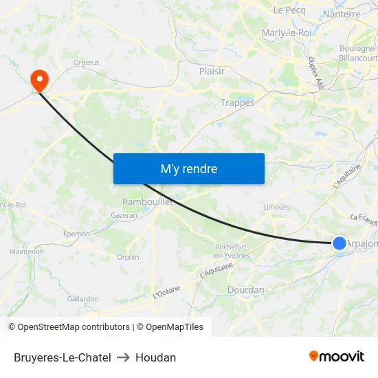 Bruyeres-Le-Chatel to Houdan map