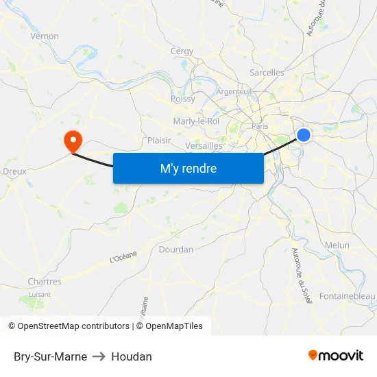 Bry-Sur-Marne to Houdan map