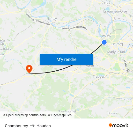 Chambourcy to Houdan map