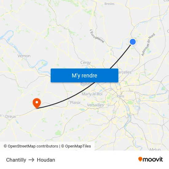 Chantilly to Houdan map