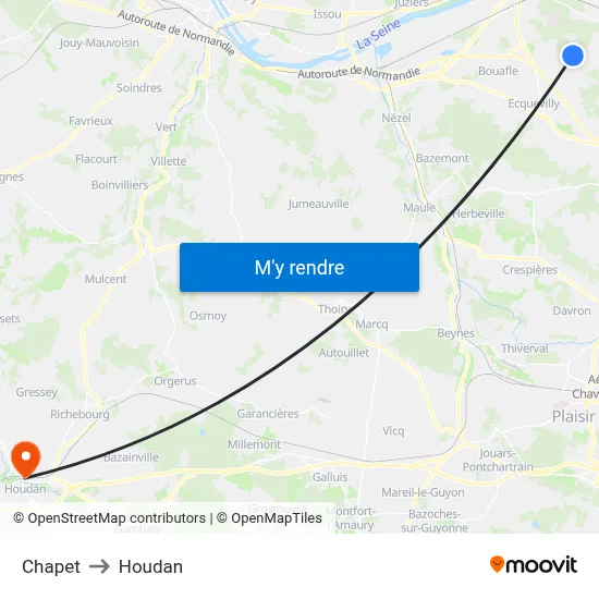 Chapet to Houdan map