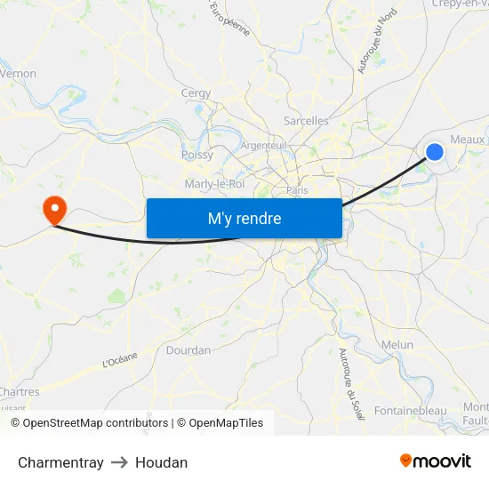 Charmentray to Houdan map