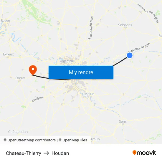 Chateau-Thierry to Houdan map