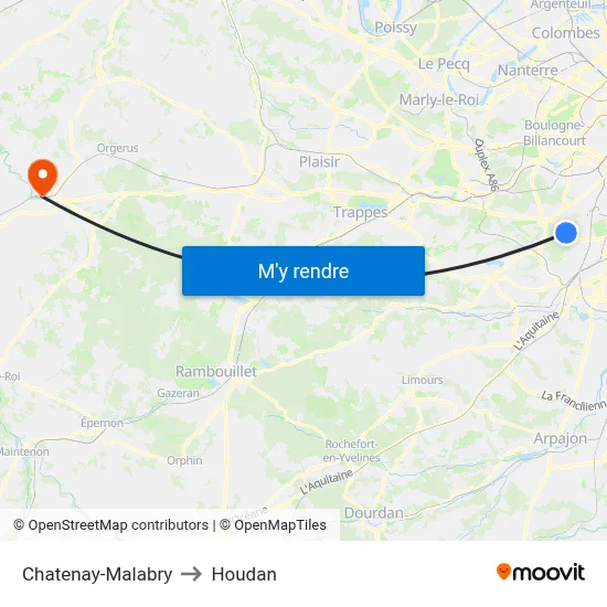 Chatenay-Malabry to Houdan map