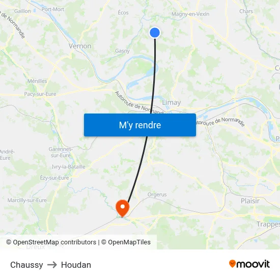 Chaussy to Houdan map