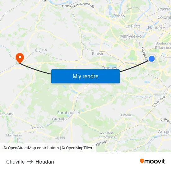 Chaville to Houdan map