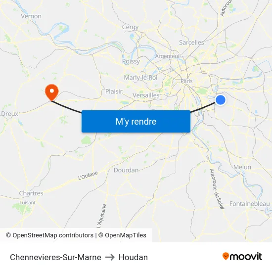 Chennevieres-Sur-Marne to Houdan map
