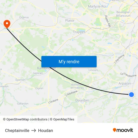 Cheptainville to Houdan map