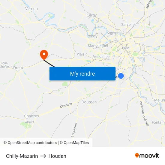 Chilly-Mazarin to Houdan map