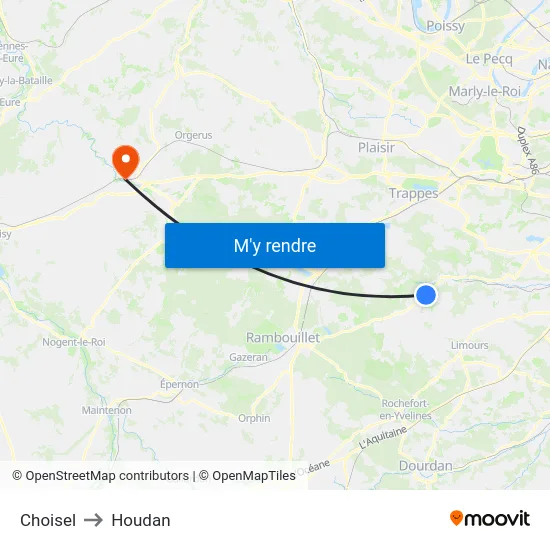 Choisel to Houdan map
