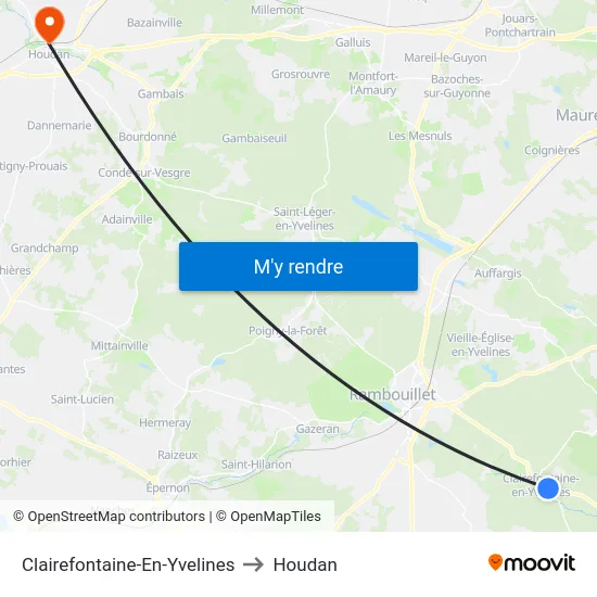 Clairefontaine-En-Yvelines to Houdan map