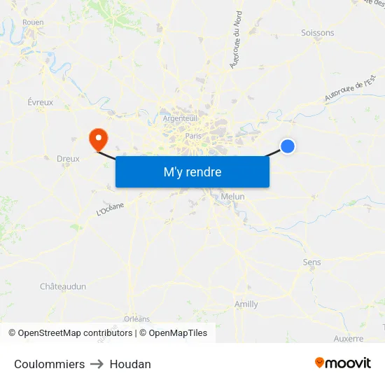 Coulommiers to Houdan map