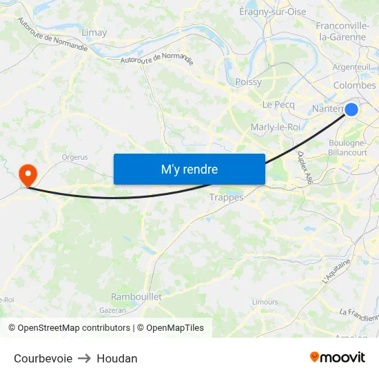 Courbevoie to Houdan map