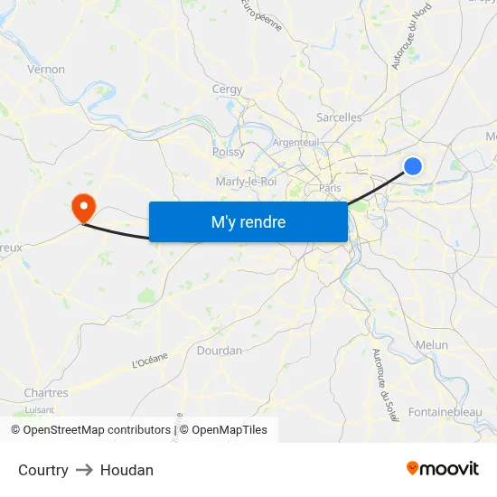 Courtry to Houdan map