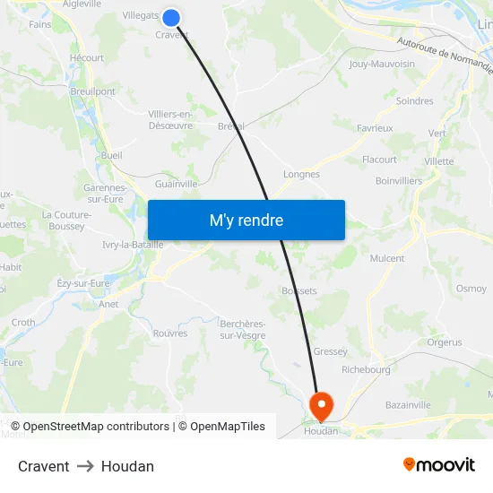 Cravent to Houdan map