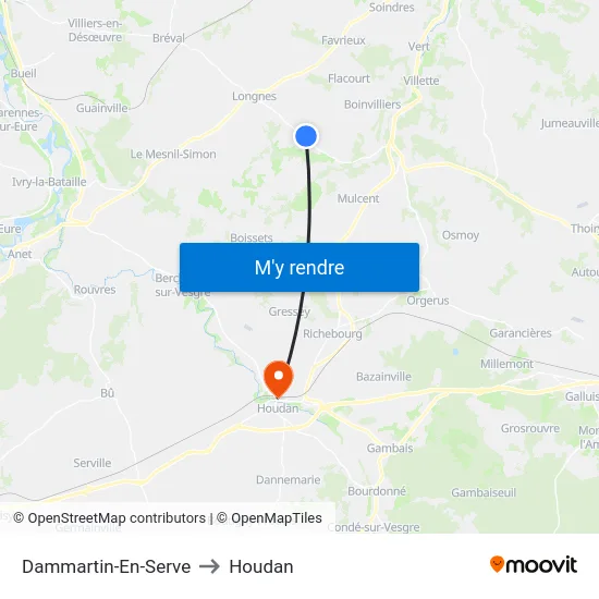 Dammartin-En-Serve to Houdan map
